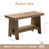 HOKYHOKY Solid Wood Entryway Bench - 31.5" Farmhouse Small Storage Bench, Rustic Narrow Bench Seat for Indoor, Entryway, Dining Room, Living Room and Hallway, Brown HOKYHOKY