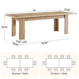 Tribesigns 79" Dining Table for 6-8 People, Farmhouse Extra Long Kitchen Table, Rectangular Wooden Dinner Table for Kitchen, Dining Room, Living Room, Natural Oak Tribesigns