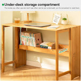 SUZEPER Solid Wood Folding Desk,Mid Century Modern Desk,Foldable Writing Computer Desk for Home Office,Study Desk with Storage Shelf for Small Spaces(103cm/40.5", Natural) SUZEPER