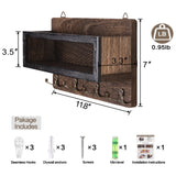 ADIIL Mail and Key Holder for Wall Decorative, Wooden Wall Key Rack Organizer with 4 Double Key Hooks, Wall Mount Key Hanger for Wall with Shelf, Rustic Home Decor for Entryway Hallway, Brown ADIIL