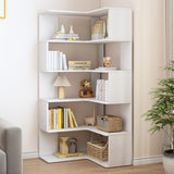 IOTXY 6-Tier L-Shaped Corner Bookshelf - 66" Tall Wooden Freestanding Bookcase with Open Shelf Units, White IOTXY