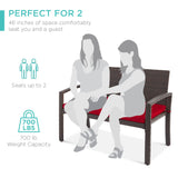 Best Choice Products Outdoor Bench 2-Person Wicker Garden Patio Benches Seating Furniture for Backyard, Porch w/Seat Cushion, 700lb Capacity - Brown/Red Best Choice Products
