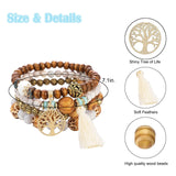 Tree of Life Bracelets for Women Bohemian Stretch Wood Beaded Bracelets for Women Boho Tassel Bracelet Multilayer Stackable Bracelets Christmas Birthday Jewelry for women. WoodArtSupply