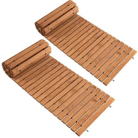 Giantex 8ft Wooden Garden Pathway 2PCS, 22" W Roll Out Hardwood Walkway with Non-Slip Surface, Tools Free Assembly, Outdoor Rustic Decorative Boardwalk Flooring Pavers for Backyard Wedding Giantex