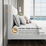 SHA CERLIN Full Bed Frame/Velvet Upholstered Platform Bed Frame with Headboard/Strong Wood Slats Support/Mattress Foundation/No Box Spring Needed/Easy Assembly/White SHA CERLIN