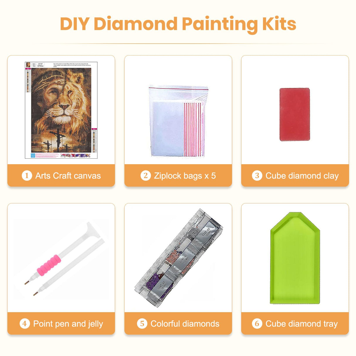 SENQAO Lion Diamond Painting Kits for Adults, Lion & Jesus Diamond Painting DIY 5D Diamond Painting Animal Lion Diamond Art Kits Picture for Home Wall Decor 30x40cm SENQAO