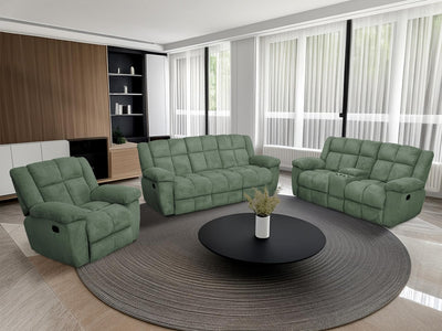 Dekmxas Recliner Sofa Set, Living Room Furniture Sets,Manaul Reclining Couch Green Corduroy Reclining Couch Living Room Sofa Set with 5 Recliner Seats/Cup Holders/Storage Console/Drop-Down Table
