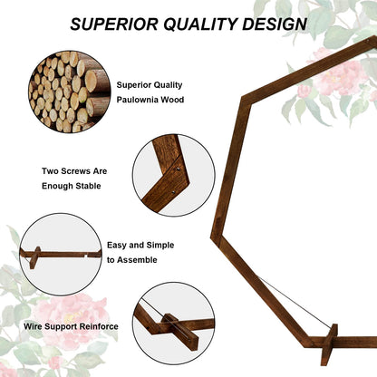 Wedding Garden Arch 7.2FT, Heptagonal Wood Arch for Wedding Ceremony, Wooden Wedding Arbor Backdrop Stand for Wedding, Outside, Parties, Garden, Wooden Arch Rustic Farmhouse Theme Decorations