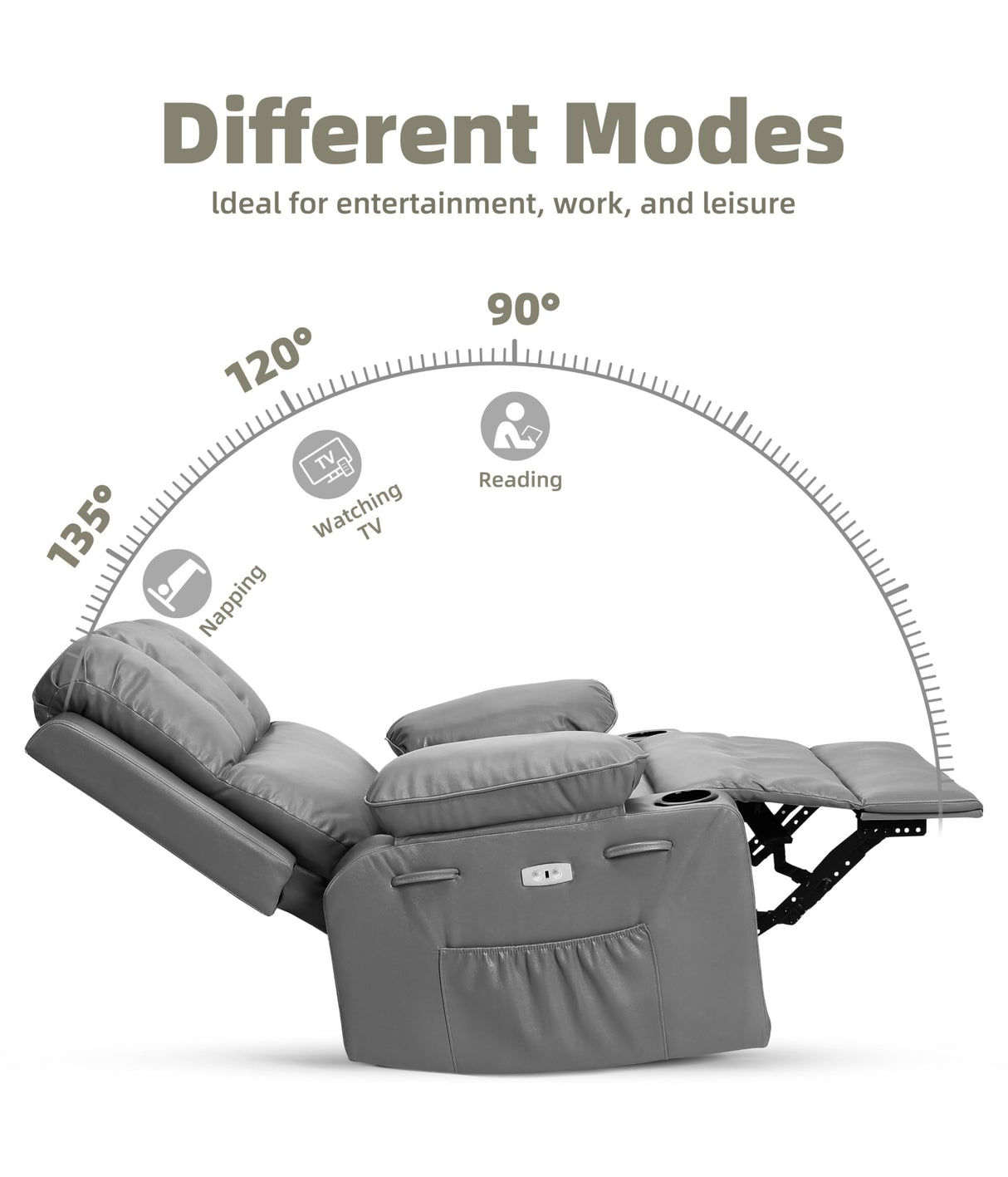 GarveeHome 360° Swivel Electric Massage Recliner Chair with Zero Gravity & 3D Heat Therapy - Overstuffed PU Leather Power Lazy Sofa, USB Charger/Storage for Living Room & Home Office GarveeHome