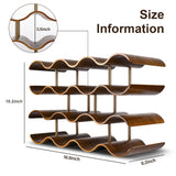 TRUDING Countertop Wine Rack - 14 Bottle Freestanding Wine Bottle Holder Stand - 4 Tier Wooden Wine Storage Rack - Wavy Wine Organizer for Cabinet Pantry Home Kitchen Bar (Walnut) TRUDING