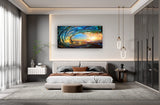 Cao Gen Decor Art S06750 Giant Wave Water Wall Art Canvas Prints 1 Panels Ocean Waves Pictures Paintings with Sunset Blue Seascape Framed for Living Room Bedroom Kicthen Office Artwork Cao Gen Decor Art