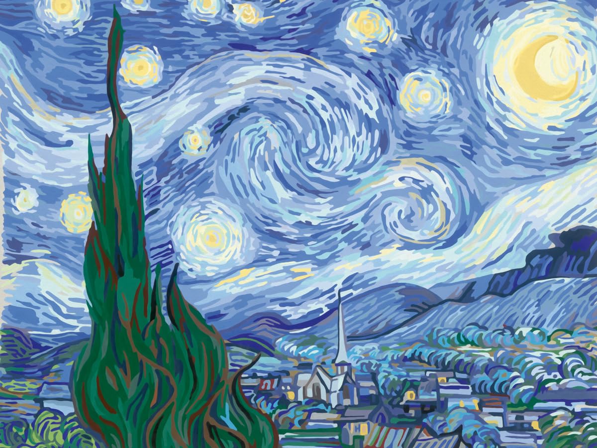 Ravensburger Relax CreArt Van Gogh: Starry Night Canvas Paint by Numbers Kit | Perfect DIY Art Gift for Adults, Stress Relief, and Creative Hobby Ravensburger