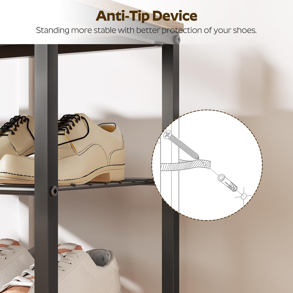 YATINEY 10 Tier Shoe Rack, Shoe Storage Organizer, Large Capacity Shoe Shelf Holds 40 Pairs of Shoes, Durable and Stable, for Entryway, Hallway, Closet, Dorm Room, Rustic Brown SS10BR YATINEY