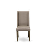 East West Furniture Lassale 11 Piece Dinette Set Includes a Rectangle Table with Butterfly Leaf and 10 Dark Khaki Linen Fabric Parson Dining Chairs, 42x92 Inch, Antique Walnut East West Furniture