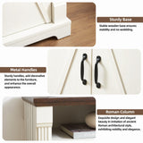 BuildHom 24" Farmhouse Storage Cabinet – Antique White Freestanding Buffet Sideboard with Barn Doors, Adjustable Shelf, Small Coffee Bar for Kitchen, Bathroom & Living Room BuildHom