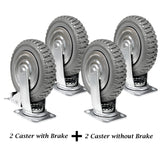 tonchean 8 Inch Caster Wheels Heavy Duty Polyurethane Offroad Casters Set of 4 Swivel Plate Casters with 2 Brake Industrial Locking Wheels, Load Bearing 2314lbs tonchean