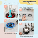 HONEY JOY Kids Kitchen Playset, Wooden Pretend Play Kitchen for Toddlers, Cookware Utensil, Phone, Clock, Water Dispenser, Storage Cabinet, Little Chef Toy Kitchen Set, Gift for Boys Girls 3+, Natural HONEY JOY