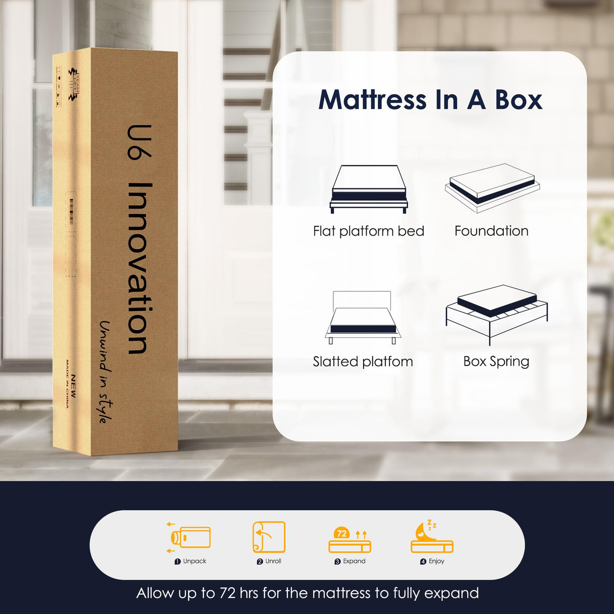 Schow Life Gel-Infused Memory Foam 14 Inch Mattress King Size,Medium Soft with Removable Washble Cover Cooling Gel Bed in a Box,CertiPUR-US Certified,80"X76"X14" Navy Blue Schow Life