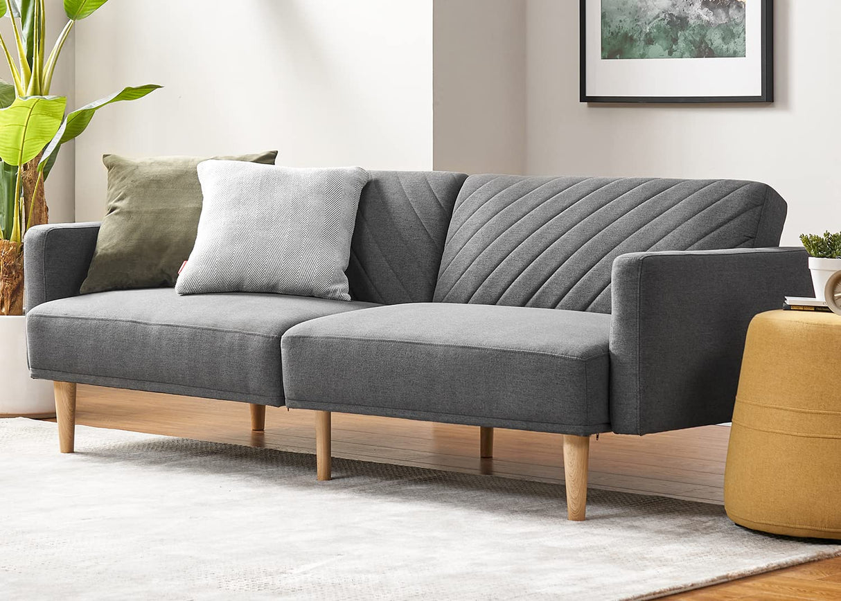 mopio Futon Sofa Bed, Couch, Small Sofa, Sleeper Sofa, Loveseat, Mid Century Modern Futon Couch, Sofa Cama, Couches for Living Room (Dark Gray Fabric) mopio
