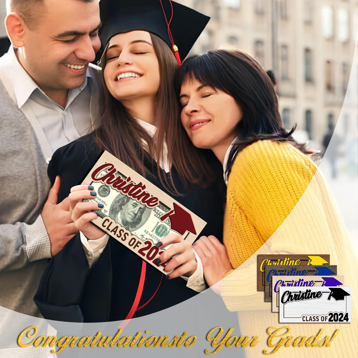 Bliver Personalized Graduation Money Holder Custom Wooden Graduation Card Box Cash Holder Envelope Class of 2024 Senior Money Gift for Graduates Bliver