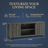 OAKHAM HOME Fluted TV Stands for Living Room, Heavy Duty Entertainment Center with Storage, Mid Century Modern Television Stands for 50/55/60/65 TV, Oxford Media TV Console (Medium,Midnight Oak) OAKHAM HOME