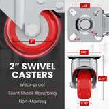 Online Best Service 4 Pack Caster Wheels Swivel Plate On Red Polyurethane Wheels (2 inch With Brake) Online Best Service