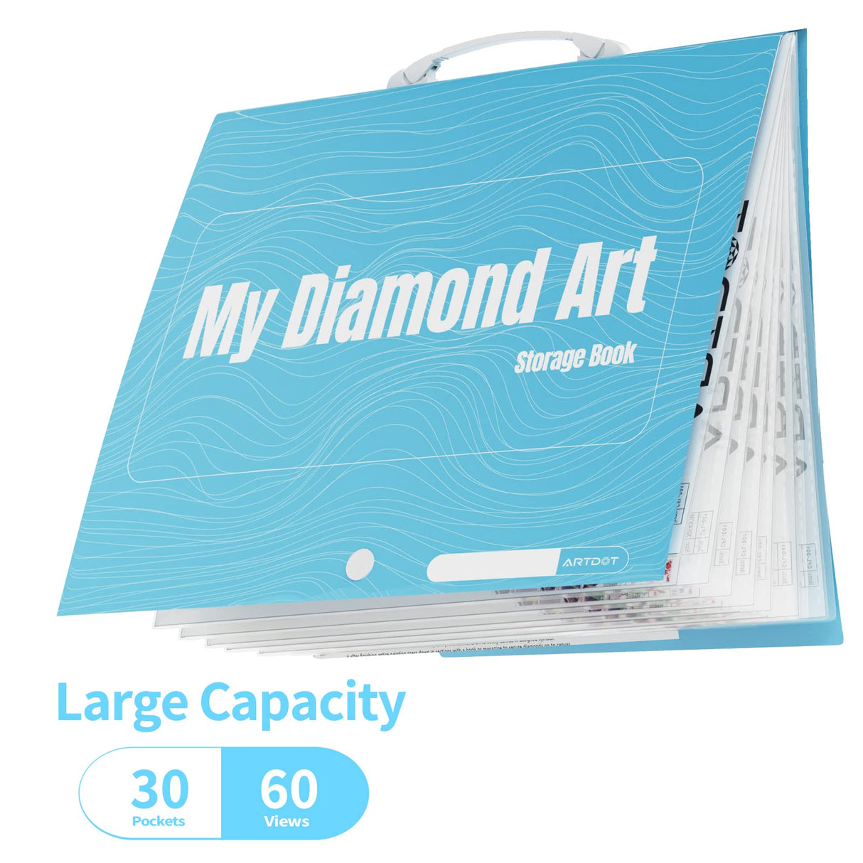 ARTDOT A3 Storage Book for Diamond Art Kits, Portfolio Folder for Diamond Painting Accessories with 30 Pocket Slevees Protectors (16.9x12.4inches) ARTDOT