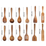 Wooden Spoons for Cooking,12 Pack Wooden Utensils for Cooking Wooden Kitchen Utensils Set Wooden Cooking Utensils Natural Teak Wooden Spatulas for Cooking BOKALAKA
