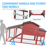 PetsCosset Chicken Coop Wooden Backyard Hen House - Indoor Outdoor for 2-3 Chickens, 2 Story Poultry Cage with Run, Chicken Nesting Box, Pull Out Trays and Anti-Slip Asphalt Ramp PetsCosset