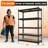 BIG RED Storage Shelving Unit, 5-Tier Adjustable, Heavy Duty Metal Garage Shelves/Utility Rack for Kitchen, Pantry, Basement, Bathroom, Laundry - 2,000 lbs Capacity, Black, 72" H x 48" W x 18" D BIG RED