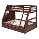 Harper & Bright Designs Espresso Twin-Over-Full Bunk Bed with Stairs, Storage Drawers, and Ladder Harper & Bright Designs