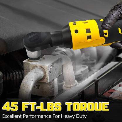 3/8" Cordless Ratchet Wrench Compatible with DEWALT 20V Battery, Electric Power Ratchet, Variable Speed Trigger, 45 Ft-lbs 400 RPM Wrench Tool, 7 Sockets, 1/4" Adapter & 3" Extension Bar (Too - WoodArtSupply