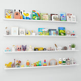 Axeman 72 Inch Floating Shelves for Wall - Picture Ledge Shelf Set of 4 - White Floating Shelves with Lip - Picture Shelf for Wall with Ledge - Photo Ledge Shelves for Pictures Nursery Books Axeman