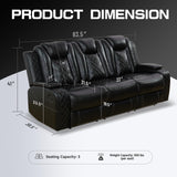 PU Leather Power Wall Hugger Chair Double Reclining Sectional Sofa 3-Seater Loveseat Couch with Reversible Coffee Table, Wireless Chargers, USB Port and Ambient LED Light for Living Room RV Theater NicBex