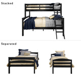 DHP Brady Twin Over Full Bunk Bed Frame in Black - Space-Saving Design for Kids and Teens DHP