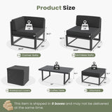 VONZOY 11 Piece Aluminum Patio Furniture Set with Waterproof Cover & 5" Thick Cushions, Aluminum Outdoor Sectional Conversation Set with Coffee Table Ottoman for Porch, Backyard(Grey/Grey) VONZOY