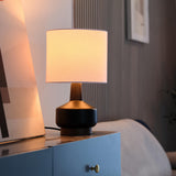 Globe Electric 61000049 17" Ceramic Table Lamp, Soft Beige Finish, White Linen Shade, On/Off Rotary Switch on Socket, Table Lamp for Living Room, Home Décor, Lamps for Bedroom, Room Décor Globe Electric