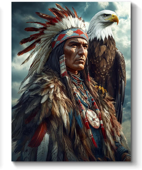 Native American Paint by Numbers Kit for Adults, 16"x20" Canvas Painting Kit for Beginners, Modern Aesthetic DIY Paint by Number on Canvas for Home Wall Decor 59 Generic