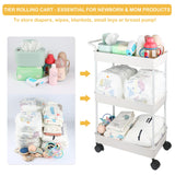 Volnamal Baby Diaper Caddy, Plastic Movable Cart for Newborn Nursery Essentials Diaper Storage Caddy Organizer for Changing Table & Crib, Easy to Assemble, Beige Volnamal