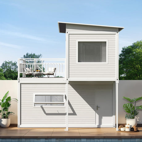 AMGUI Two-Story Tiny House, Flatbed House, Beautiful prefabricated Home, Modern Design for Small Space, Installation Included AMGUI