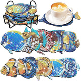 WFJ 10 Pcs Sea Fish Diamond Art Paintings Coasters Kits with Holder, Diamond Painting Coasters Set - Diamond Dots Craft WFJ
