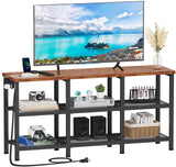 Furologee TV Stand with Power Outlets, Small Entertainment Center with Open Storage Shelves, TV Media Console Center for TVs up to 50 Inch, Television Stands for Living Room/Bedroom, Rustic Brown Furologee