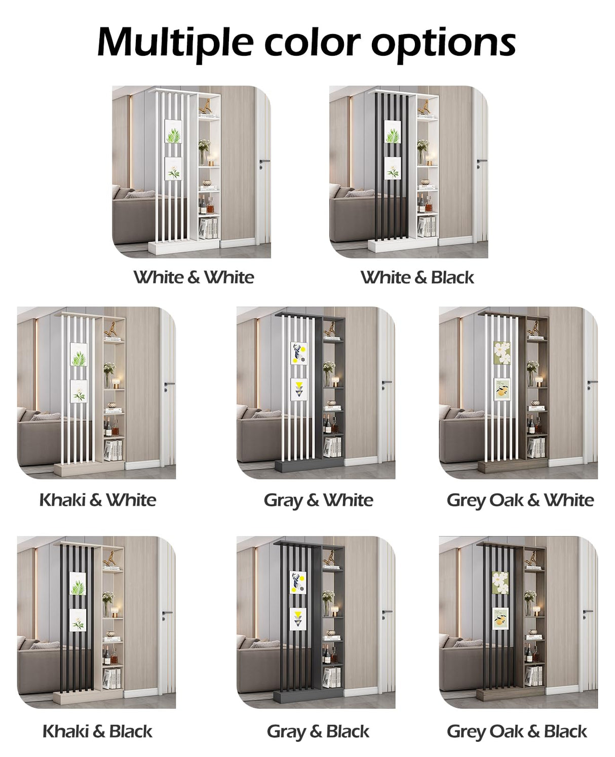 Wall Room Divider, Storage Cabinet Storage Display with Shelves, Modern Freestanding Wood Room Divider Screen, Wall Privacy Screens for Home Decorative (Grey,39.5" L x 9.5" W x 79.5" H) Kavie