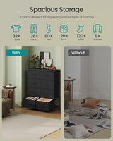 SONGMICS Dresser for Bedroom, Chest of Drawers, Steel, MDF, 8 Non-Woven Fabric Drawers, Storage Organizer Unit, Closet, Entryway, Ink Black and Ebony Black LGS124B01S SONGMICS