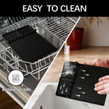 LittlesJoy Silicone Grill Barbeque Mat Fit for Blackstone,Large Spatula Tools Mat with Drip Pad, Silicone Griddle Mat for Outdoor Cooking, Kitchen Counter(Dark Grey) LittlesJoy