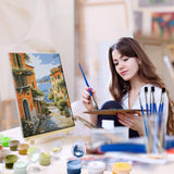 JOOZ 4 Pack Paint by Numbers Kit for Adults with Frame Seaside Sunset Paint by Number with Easel DIY Beach Sea Adult Paint by Number Kit on Canvas Oil Painting Kits for Home Wall Decor 8x12 Inch JOOZ