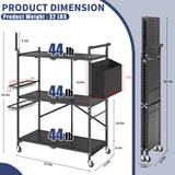 DTUQYX Rolling Kitchen Cart with Baskets: 3-Tier Microwave Stand Carts with Wheels, Kitchen Storage Rack, Foldable Outdoor Grill Cart, Utility Cart, Kitchen Island Serving Cart for Home,Camping DTUQYX