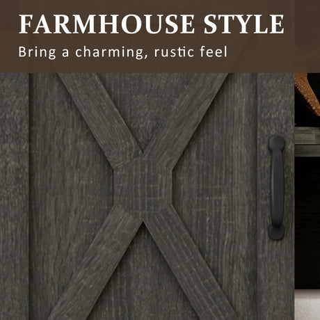FansaFurn Farmhouse TV Stand for 65+ Inch TV, 34'' Tall Entertainment Center with Sliding Barn Doors, Rustic Wood Media Console Storage Cabinet Television Stand for Living Room, Bedroom (Dark Grey) FansaFurn