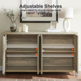 OAKHAM HOME Oxford 4 Door Storage Cabinet Fluted Sideboard Large Buffet with Adjustable Shelves, Multifunctional Accent Cabinet Console Cabinet for Living Room (Sunwashed Ash Oak) OAKHAM HOME