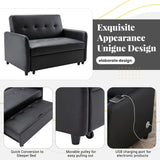 Merax Convertible PU Leather Sleeper Sofa Bed, 51" Modern Adjustable Pull Out Bed Lounge Chaise Oversized Armchair with 2 Side Pockets for Home Office Merax